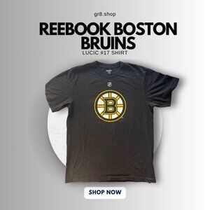 Reebok Boston Bruins Lucic #17 Black T-Shirt Mens L NHL Fan Apparel 100% Cotton